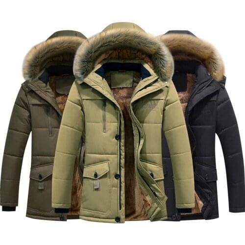 Winter Jacket Men Cotton Padded Warm Parka Coat Male Faux Fur Hooded Fleece Casual Jacket Coat Windbreaker Outwear Plus Size 8XL