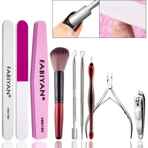Nail Art Set Polishing Strip Nail File Polishing Strip Stainless Steel Dead Skin Scissor Dead Skin Fork Manicure Remover Tool
