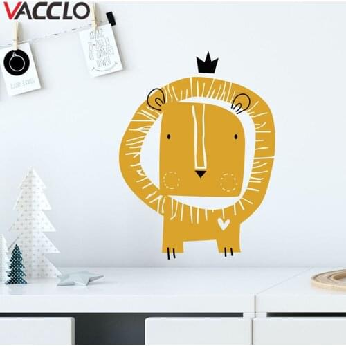 Vacclo Hand Drawn Cartoon African Lion Children Room Decoration Stickers DIY Self-adhesive Wall Stickers for Kids Room Decals