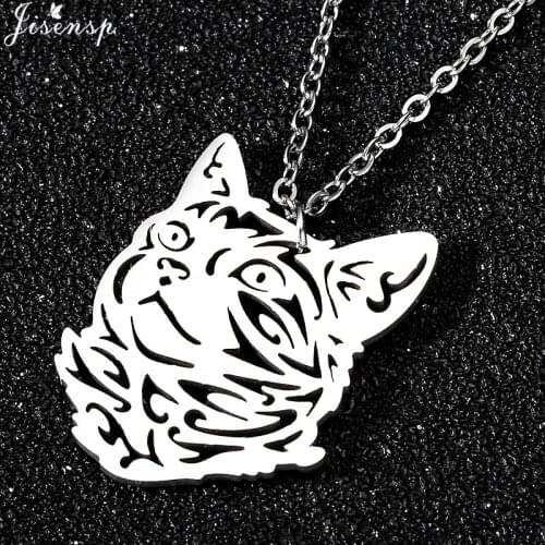 New Fashion Cartoon Animal Necklace Statement Jewelry Lovely Cat Pendant Stainless Steel Chain Necklace for Women Jewelry collar