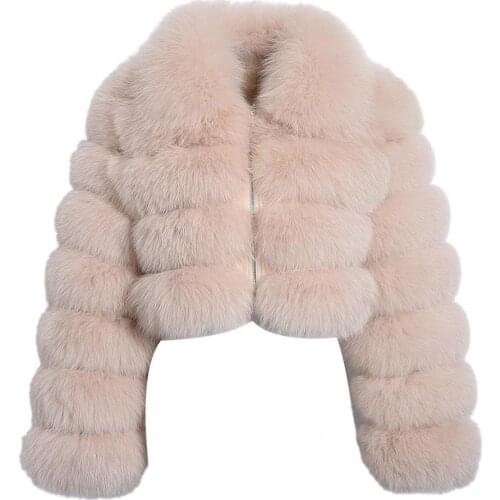 Coat Women Winter Turn Down Collar Long Sleeve Zipper Faux Fur Short Coat Jacket