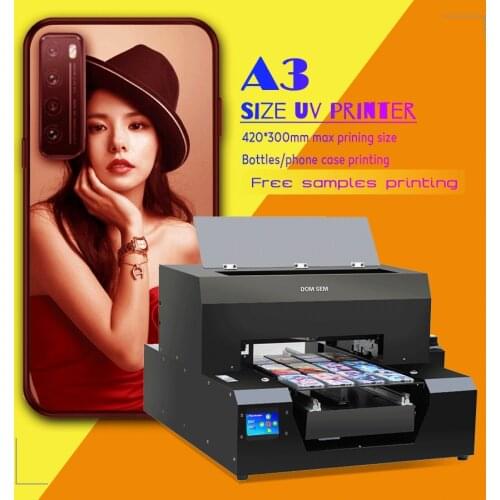 DOMSEM A3 Printer 6 Color Digital UV Flatbed Printer For Phone Case T-shirt multifunction Photo Printing Machine New 2019