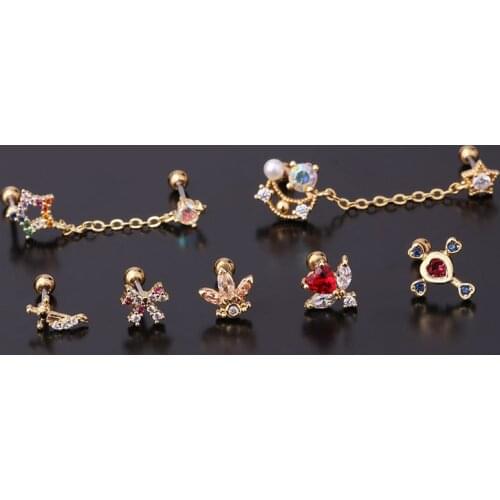 1Pc Colorful Rhinestone Earrings For Women Luxury Zircon Circle Round Earring Fashion Earrings Body Jewelry Piercing Earrings