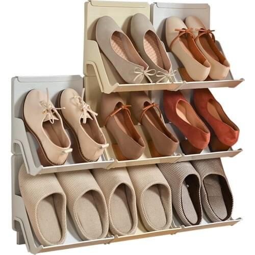 Nordic Multilayer Shoe Racks Creative Combinable Superimposed Livingroom Door Cabinet Space-Saving Plastic Shoes Storage Shelves