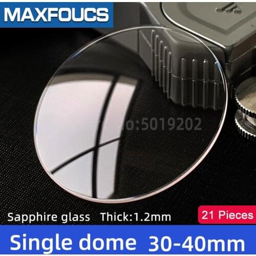 Watch Glass Thick 1.2mm Diameter 30-40mm Single dome Sapphire Anti scratch Smooth Round Transparent Crystal ，21 pieces Suit