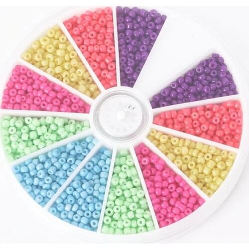NEW DIY Glass Beads 1 Set Beads Kit 12 Grid 1000pcs fluorescent color Czech Seed Spacer Beads for Fashion Jewelry Making 2mm Dia