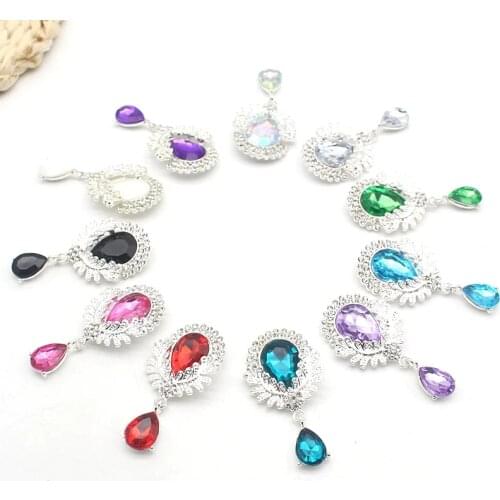 YWXINXI 5Pcs alloy rhinestone oval water drop flat brooch, DIY handmade romantic wedding clothing red wine bottle decoration acc