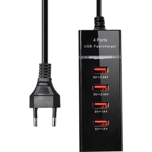 4 Ports USB Travel Mobile Phone Charger Travel Adapter 5V 2.4A Fast Charging For Phones USB HUB For Samsung S10 EU/US Plug