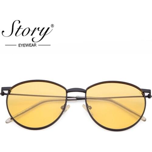 STORY fashion oval sunglasses women men 2019 brand designer vintage black classics alloy small round sun glasses shades S3807K