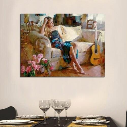 100% Hand-painted portrait oil painting on canvas decorative wall pictures home decoration art unique gift stretched on wooden