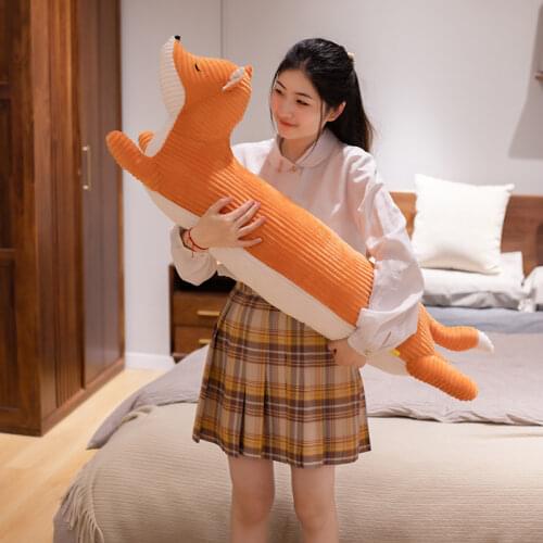 110CM Fox Husky Dachshund Animal Dog Long Plush Stuffed Pillow Husky teckel lang speeltje Home Decoration Cushion Decoration Gif