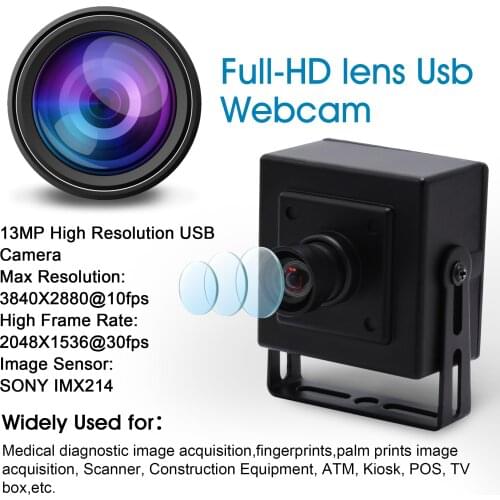 13MP MJPEG 10fps 3840x2880 USB Webcam Sony IMX214 industrial USB Mini Case Camera Linux Windows Mac Android