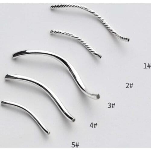 2pcs/lot 100% 925 Sterling Silver Twisted Bend Tube Charm Beads Fancy Women Bracelets Earrings Spacer Beads DIY Jewelry Findings