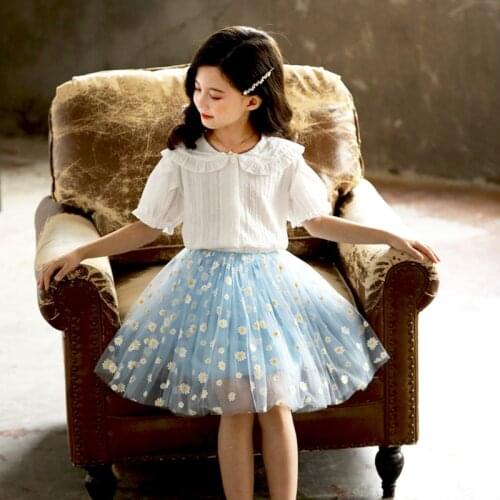 2020 Summer Flowers Children Skirts Fluffy Soft Tulle Girls Tutu Skirt Daisies Girls Skirts for 2-12Y Kids Mesh Ball Gown Skirts