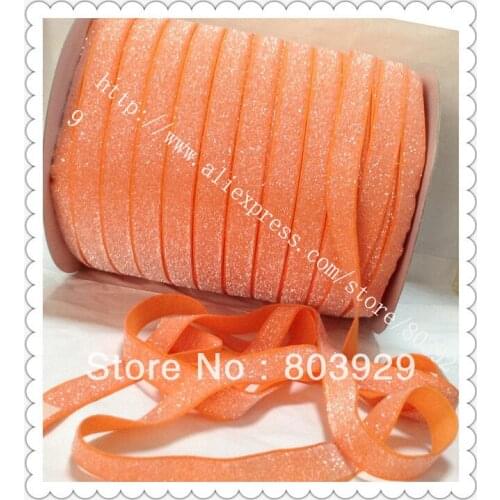 3/8" Frosted Tangerine Glitter Ribbon Sparkle Ribbon Frosted Metallic Ribbon