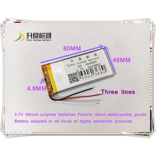 3 line 484980 3.7V 2800mAh 505080 Polymer lithium ion / Li-ion battery for tablet pc POWER BANK cell phone
