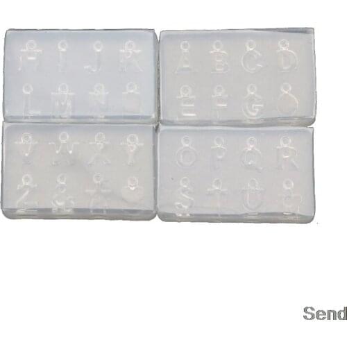 4Pcs A-Z English Letters Pendant Mold Kit Alphabet Pendant UV Resin Silicone Mold Jewelry Making Tools Nail Art Crafts