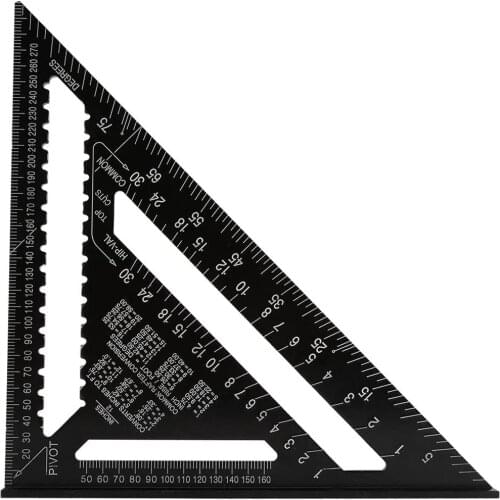 7/12inch Speed Square Metric Aluminum Alloy Triangle Ruler Squares for Measuring Tool Metric Angle Protractor Woodworking Tools