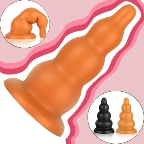 Huge Tower Style Anal Plug Silicone Sucker Dildo Butt Plug Male Prostate Massage Anal Extension G-Spot Stimulator Female Sex Toy