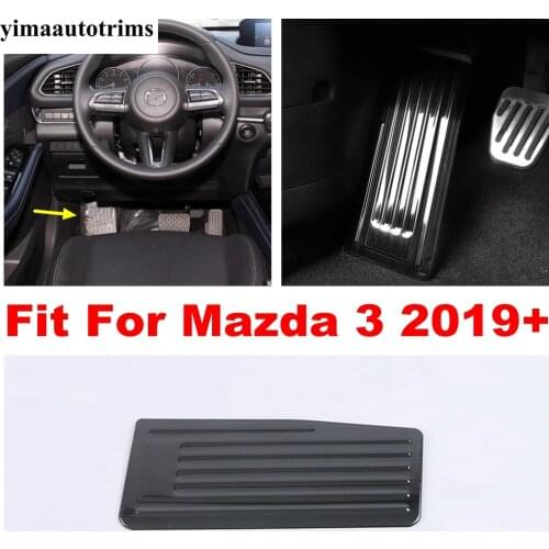 Car Foot Rest Brake Pedal Pads Cover Trim Interior Refit Kit For Mazda 3 2019 - 2021 Black Brushed Stainless Steel Accessories