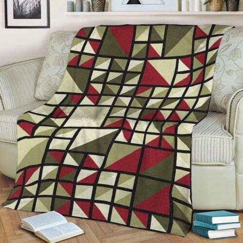 Abstract Geometric Pattern 3D Printed Velvet Plush Throw Fleece Blanket Bedspread Sherpa Blanket Home Decora