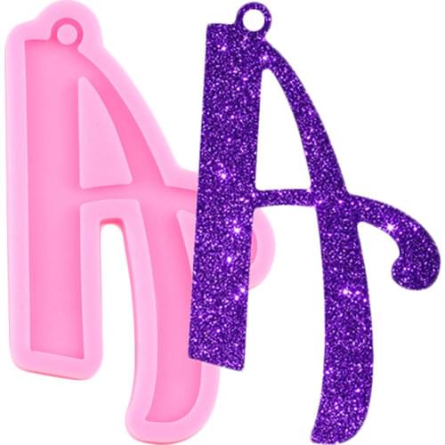 Shiny Glossy Letters A Silicone Mold Epoxy Resin Keychain Molds Jewelry Making Necklace Moulds Pendant Polymer Clay Mould