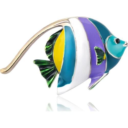 Enamel Vintage Cute Fish Brooches For Women Party Casual Pins Jewelry Coat Dress Shirt Decorations Accessories AL537