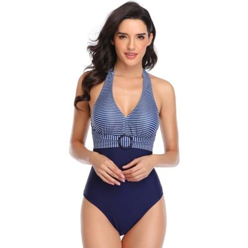 One Piece Swimsuit 2019 New Swimwear Women Striped Swimwear Vintage Retro Bathing Suits Monokini bikini maillot de bain femme