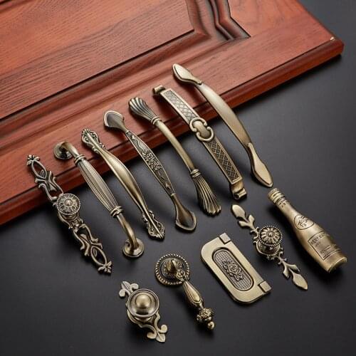 European Antique Handle Knob Furniture Handle Kitchen Cabinet Handle Drawer Handle Pulls Zinc Alloy Cupboard Handles