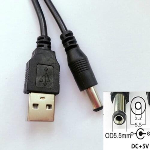 1M USB Port To 5.5 x 2.1mm 5V DC Barrel Jack Power Cable Connector For Small Electronics Devices