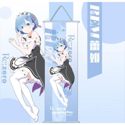 Anime Re: Life In A Different World From Zero Ramrem Emilia Silk Cloth Painting Poster Hanging Wall