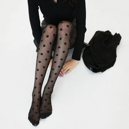 Womens Tights Classic Polka Dot Silk Stockings.Ladies Vintage Faux Tattoo Round Dot Stockings Pantyhose Female Hosiery.2 Colors