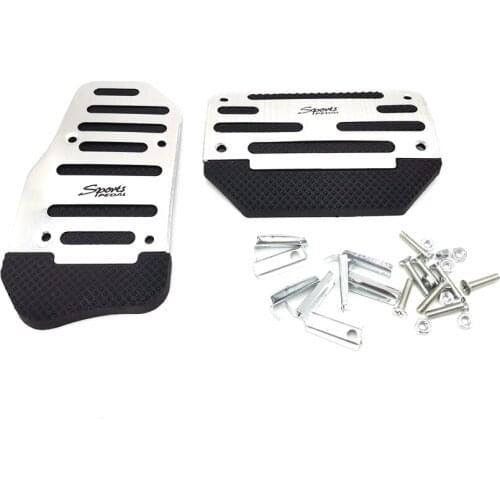 2 pcs set Car Automatic Brake Accelerator NonSlip Foot Pedal cover Belt Drill Silver