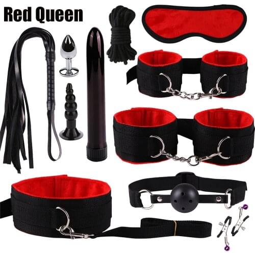 MwOiiOwM Exotic Accessories Nylon Sex Bondage Set Sexy Lingerie Handcuffs Whip Rope Anal Vibrator Adult Sex Toy for Couples