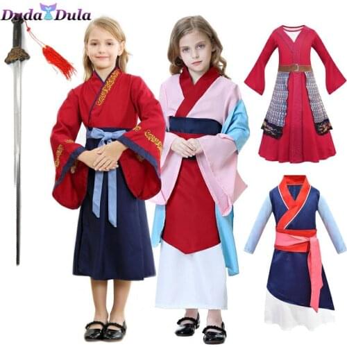 Mulan Cosplay Dress For Girls Mushu Dragon Cosplay Mulan Costume Kids Halloween Stage Costumes Chinese Costumes Hanfu Dress