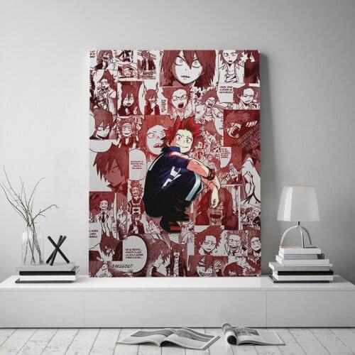 Red Riot Eijiro Kirishima My Hero Academia Framed Canvas poster Painting wall Art decor room Home Wooden Frame Decoration Prints