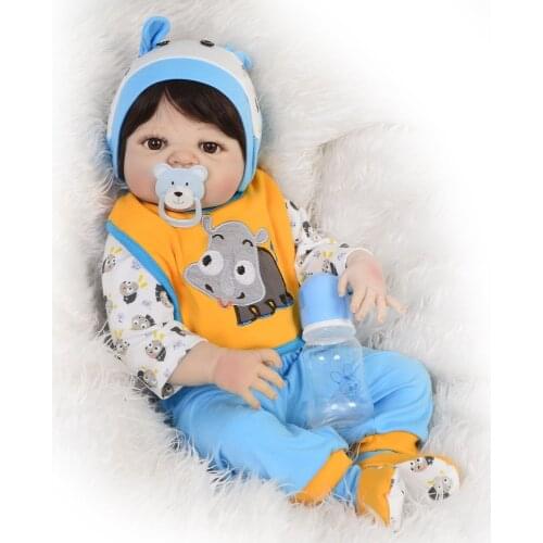Newborn doll 57 cm Realistic Full Silicone Reborn Baby boy Alive Dolls Kids Xmas Gifts bebes reborn corpo de silicone inteiro