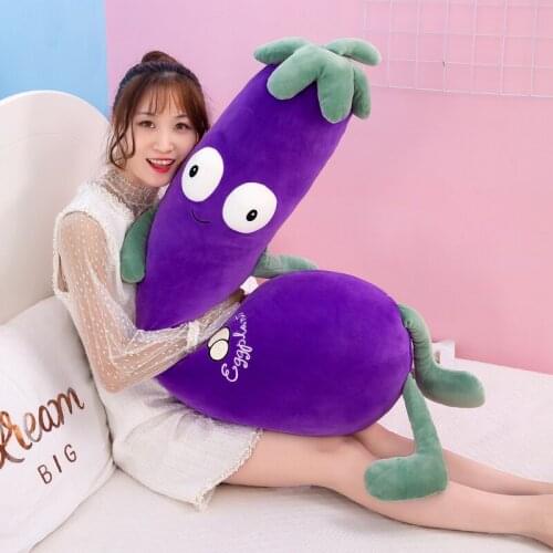 Cute Eggplant Plush Toy Big Long Strip Clip Leg Pillow Super Soft Cartoon Doll Cushion for Boy Girl Gift Decoration DY50931