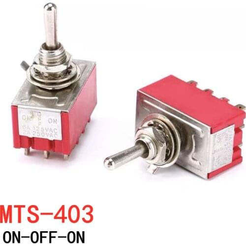 MTS-403 Red 4PDT ON-OFF-ON 12 pins Power Button 3 positions 2A/250VAC 6A 125VAC Rocker Toggle Switch