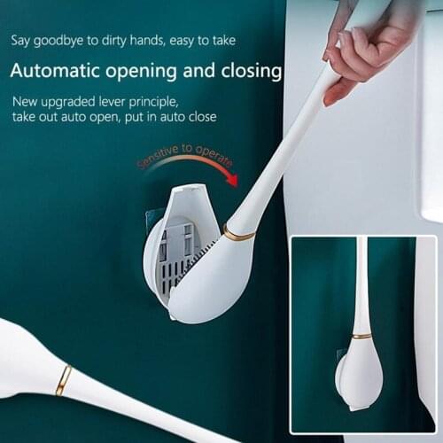 Toilet Bowl Brush and Holder Set Wall-Mounted Toilet Cleaning Brush Cleaning Supplies For Bathroom ALI88