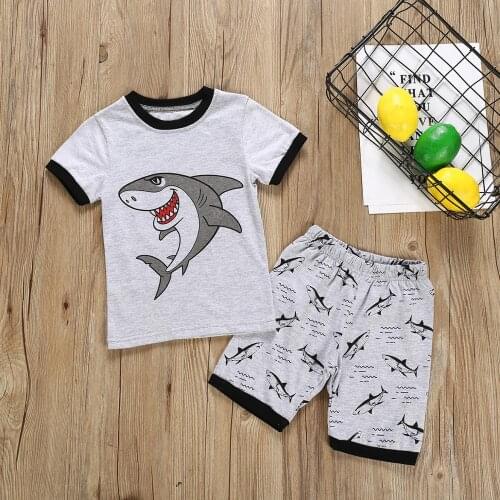 Boys Clothes Kids Boy Clothing Set Summer Toddler Children Outfits Shark T-shirt + Shorts 1 2 3 4 5 6 7 Years