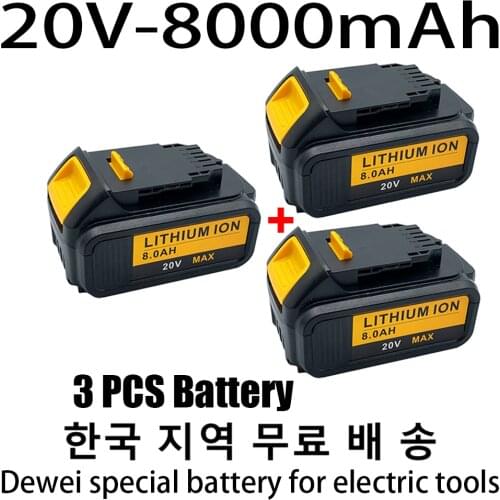 Original 20V 8000mah for Dewalt DCB200 Rechargeable Li-ion Battery 20V MAX Replacement for DeWalt DCB205 DCB201 DCB203 Power
