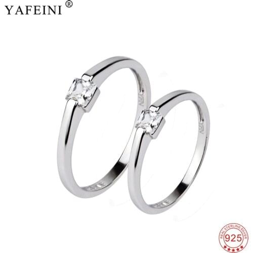 925 Sterling Silver Couple Rings Beauty Crystal Lovers' Wedding Band Rings Fashion Engagement Jewelry Gift For Women Men