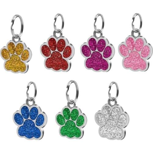 Dog Footprints Pet Pendant Decor Lovely Pet Jewelry Popular Glitter Footprint Identity Card Dog Tag Pet Accessories