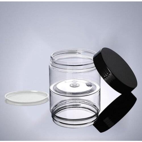 150G transparent PET cream bottles with black lid ,5 ounce plastic cosmetic container wholesale