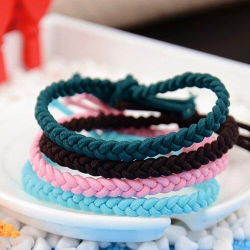 3Pcs Hand Woven Hair Rope Solid Color Simple High Elastic Rubber Ring For Cute Girls Ponytail Headdress Accessories Wholesale