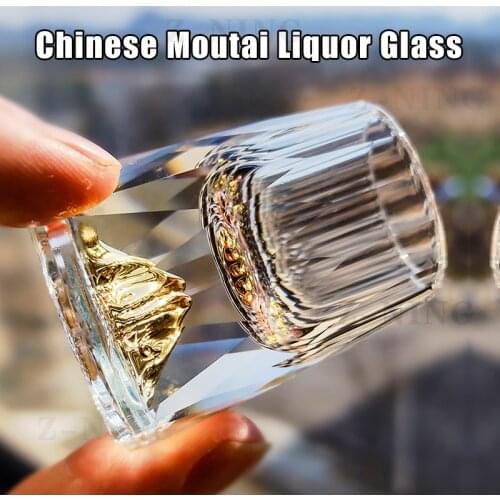 Crystal Glass 15ml Shot Glass Family Dinner Gold Foil Spirit Glass Tequila/vodka/Chinese Moutai Glass Bar Party Bullet Glass 24k