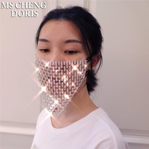 Sexy Glitter Rhinestone Luxury Mask Personality Trend Crytal Decoration Facemask Yashmak For Wedding Nightclub Party Show