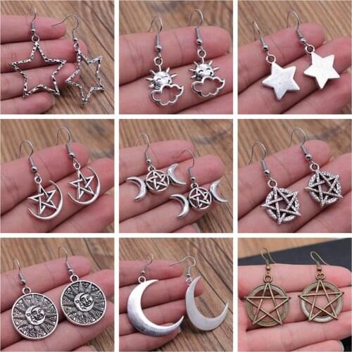 1 Pair stub earring Stars Moon hoops fashion hot sale cute earrings earrings small earrings long