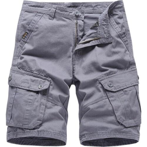 Mens Classic Version Of Comfortable Cotton Multi-Pocket Cargo Beach Shorts Summer Outdoor Multi-Function Work Shorts